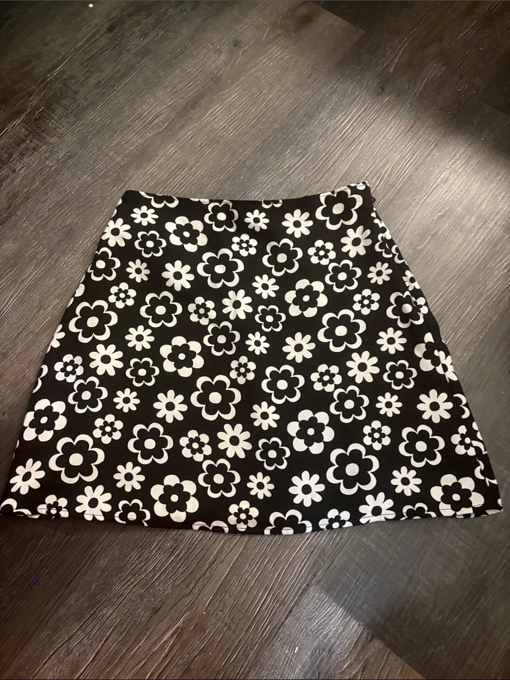 Hollister Black Mini Skirt with White Floral Print